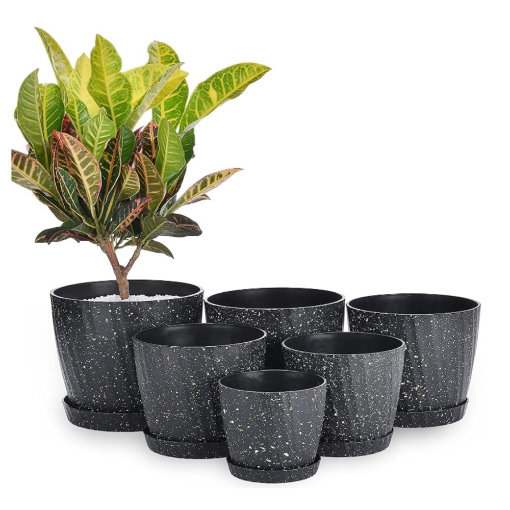 🆕[home] 6 speckled plastic planters